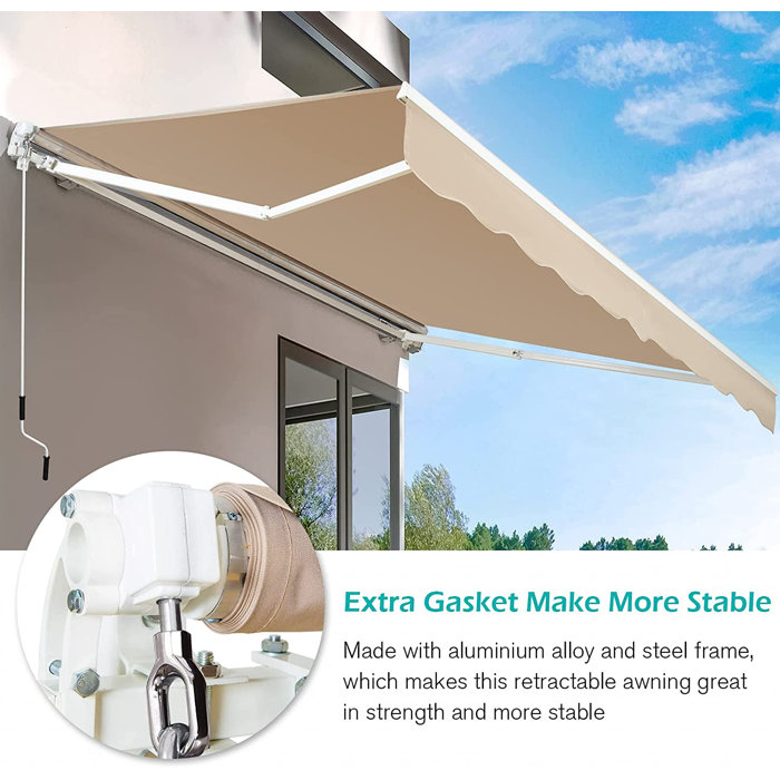 AECOJOY Manual Retraction Slope Patio Awning in Beige & Reviews Wayfair